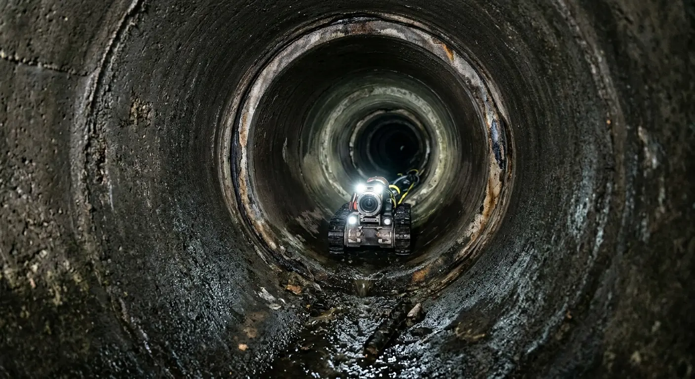 Robotic sewer camera inspecting pipe interior for Drain Snake Service in Spring Grove